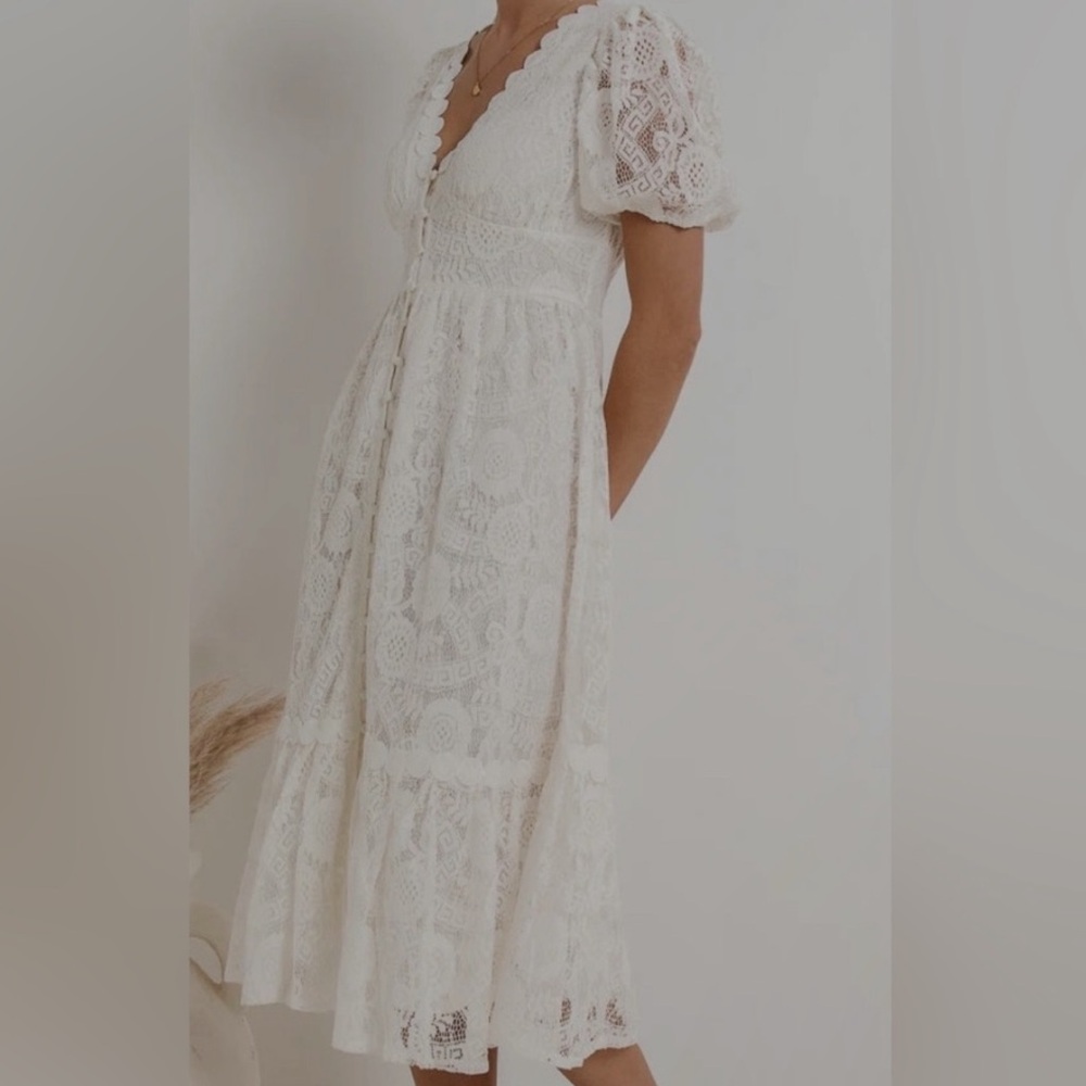 By the River Chic White Lace Midi Dress🌺🌺🌺 - Picture 2 of 7